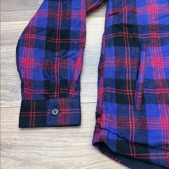 NEW LL Bean Sherpa Lined Zip Up Hoodie in Scotch Plaid Purple/Red/Black - Medium - Picture 8 of 12
